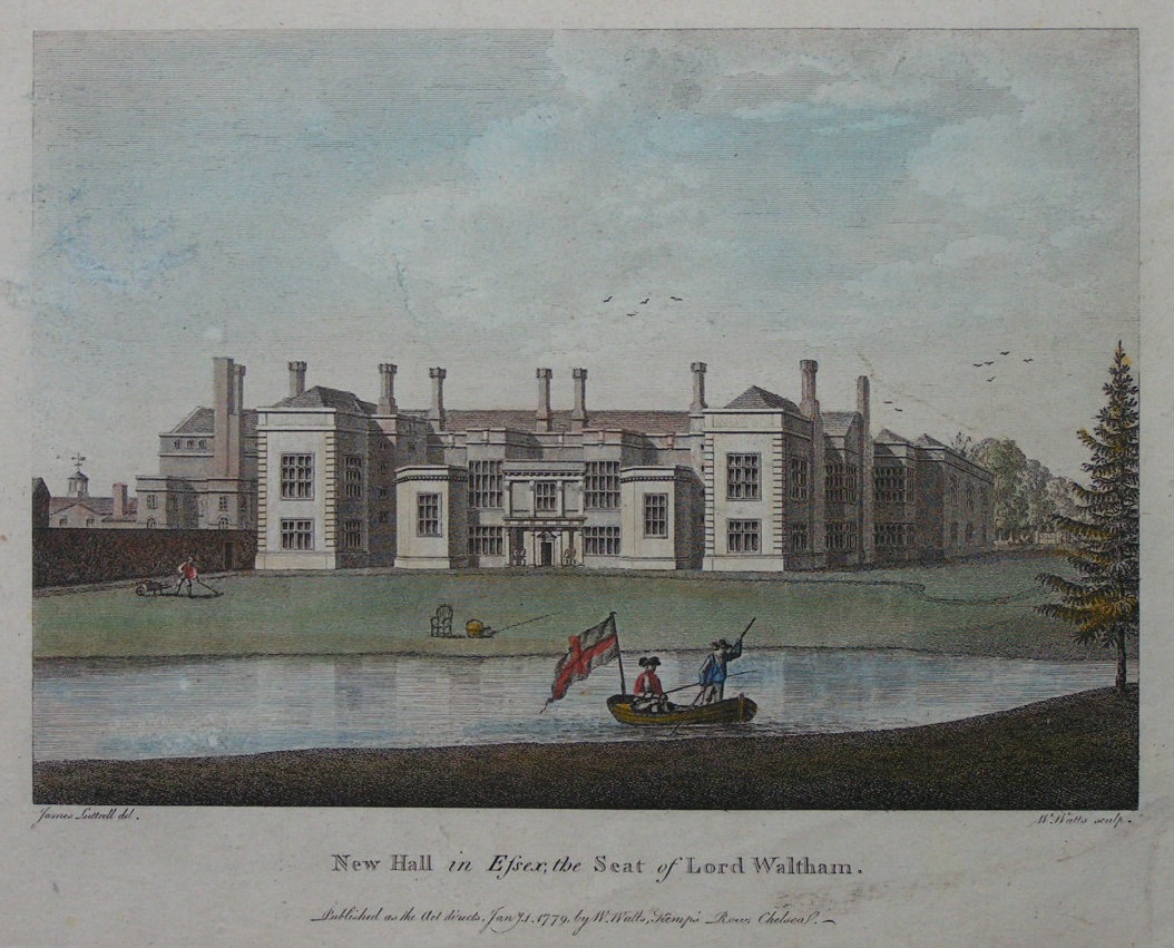Print - New Hall in Essex, the Seat of Lord Waltham - Watts